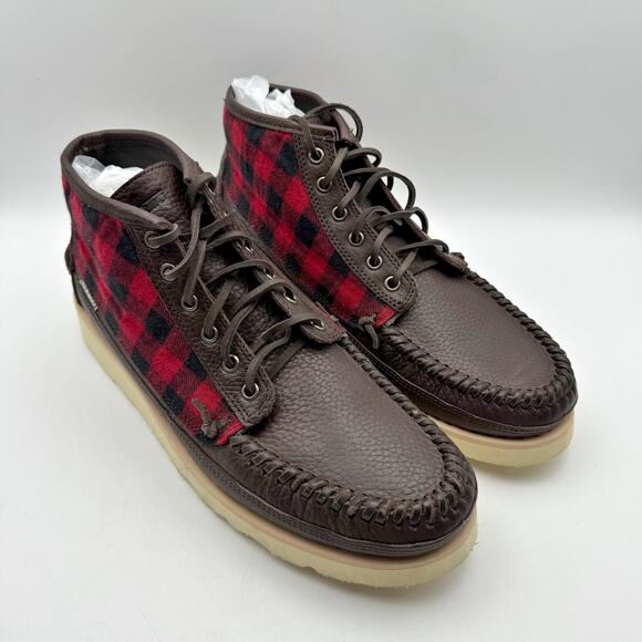 Sebago Mens Seneca Mid Boot US 11.5 Wide EU 46 Brown Red Wool Leather NIB - Picture 5 of 12
